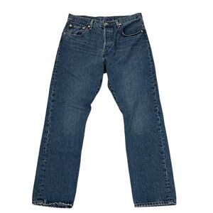 Levis 501 Button Fly Jeans Medium Dark Blue Straight Leg 31x30 (Fits 30x29.5)